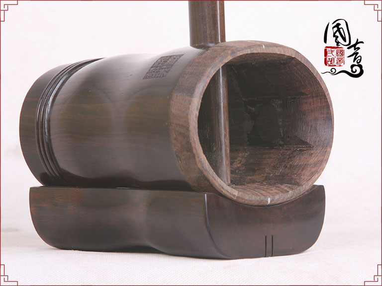 琴架-老红木椭圆筒（带刻字印章）（双声道筒）